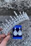Abrienda Silver Bridal Henna Crown Special Occasion Accessory Women's Crown and Drop Shuttle Earrings Set - 2