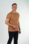 Half Zip Polo Neck T-Shirt Tan - 5