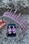 Abrienda Pink Bridal Henna Crown Special Occasion Accessory Women's Crown and Three Shuttle Earrings Set - 3