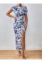 Patterned Maxi Dress with Off-The-Shoulder Slits - 3