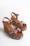 Women's Special Floral Design Cross Strap Wedge Heeled Shoes, Casual Sandals
