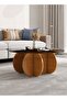 Modern Style Wooden Frame Glass Top Coffee Table Round Edge Center Table for Living Room 80x40 cm - 2
