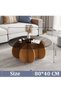 Modern Style Wooden Frame Glass Top Coffee Table Round Edge Center Table for Living Room 80x40 cm - 7