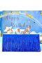 Blue Tasseled Metallized Table Skirt Shiny Table Skirt for Birthday and Party Decoration - 2