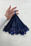 Navy Blue Bride and Groom Handkerchief, Sparkling Sequins and Beads Embroidered, Wedding Henna Circumcision Promise Engagement Halay - 4