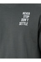 Slogan Print Oversized Round Neck T-Shirt - 4