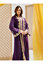 Lace Trim Collared Abaya and Inner Dress Set - 3