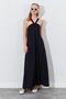 Women's Black Sleeveless Dress with Knot Detail on the Front - 3