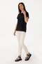 Women's Black Crew Neck T-Shirt 50300777-Vr046 - 4