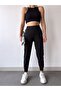 Women's Black High Waist Stretchy Jogger Sweatpants - 4
