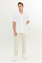 Men's Ecru Cotton Linen Oversize Fit Loose Cut Hawaiian Collar Shirt - 2