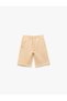 Cotton Textured Pocket Detailed Lace-Up Shorts