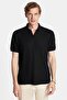 Men's Slim Fit Slim Fit Viscose Fabric Patterned Plain Pique Buttonless Black Polo Neck T-Shirt - 4