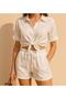 White Linen Look Summer Oversize Front Tie Beach Set - 4