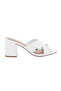 Ladies Mid Heel Sandals White/Silver | Made In Brazil