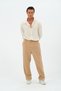 100% Cotton Şile Cloth High Waist Loose Wide Leg Men's Baggy Beige Trousers - 8