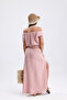 Sintia Muslin Fabric Elastic Crop Blouse Slit Long Skirt Double Set - 4