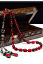 Certified Silver Kazaz Tassel Red Black Fire Amber Prayer Beads - 3