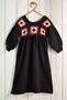 Handmade Motif Black Long Sleeve Girl's Dress - 2