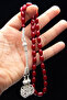 Certified Silver Kazaz Tassel Burgundy Crimping Amber Prayer Beads