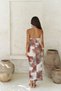 Keefnes Double Breasted Burgundy Long Dress - 5