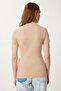 Polo Neck Knitted T-Shirt Camel Lfk0011 - 5
