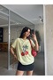 Women's Crew Neck Cherry Printed Oversize Loose Cotton Sthirt Ayd20111