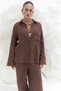 Orchidea Oversize Brown Linen Shirt Suit - 5