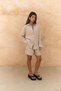 Gaelil Oversize Beige Linen Shirt Shorts Set - 2
