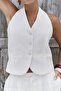 Dena Backless White Linen Vest Trousers Set - 7