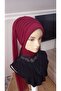 Burgundy Scarf Type Veil Model Ready Veil Ready Shawl Ready Turban - 3
