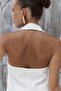Dena Backless White Linen Vest Trousers Set - 8