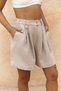Gaelil Oversize Beige Linen Shirt Shorts Set - 8