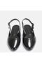 Black Patent Leather Pointed Toe Ballerinas with Open Back - 3