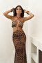 Griffin Leopard Printed Lace-Up Detailed Long Dress - 4