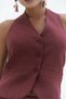Dena Backless Burgundy Linen Vest Trousers Suit - 6