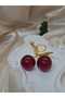 Gold-Colored Cherry Figured Keychain – Shiny Resin Detail, Romantic Gift - 3