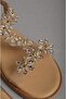 SEÇ 811 صندل من الجلد الطبيعي مطرز باللون الذهبي - 2
