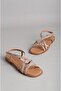 Seç 16213 Genuine Leather Women Sandals Beige Snake - 5