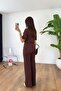 Women's Basic Summer Short Sleeve Flexible Casual Ribbed Suit - 2