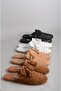 Seç 8159 Genuine Leather Knitted Women's Slippers Black - 8