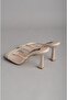Seç 8302 Tul Detatyli Heel Slippers (Heel Height: 10 cm) Beige Patent Leather - 5