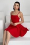 Red Atlas Fabric Adjustable Strap Back Tie Detail Flared Mini Dress 362 - 2