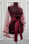 Burgundy Bridal Veil Set with Glass Beads and Pearl Embroidery, Henna Night Veil Set 6 Pieces