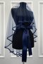 Navy Blue Bridal Veil Set with Glass Beads and Pearl Embroidery, Henna Night Veil Set 6 Pieces - 4