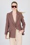 Brown Linen Look 100% Cotton Lined Blazer Jacket 6023-3