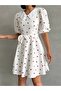Women's Patterned Collar Detailed Balloon Sleeve Dress - 3