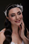 Delicate Floral and Beading Detail Thin Bridal Headband - 3