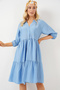 Women's Buttoned Short Sleeve Dress 2559 - Indigo
