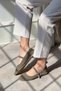 Grace Ankle Tie Genuine Leather Suede Women's Ballet Green